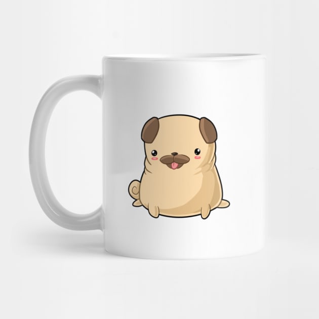 Kawaii pug dog sitting by Japanese Designs